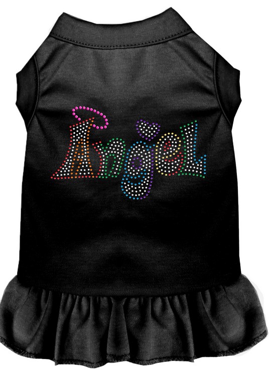 Technicolor Angel Rhinestone Pet Dress Black XS